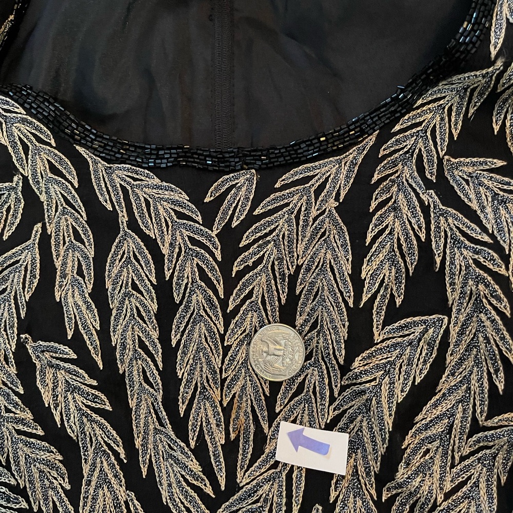 Papell Boutique Womens Top 2X Evening Metallic Embroidered Top - Picture 4 of 4